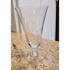 Vintage FOSTORIA Crystal ROSE 6036 ETCH 827 Clear 6" Iced Tea Water Glass *Chip*